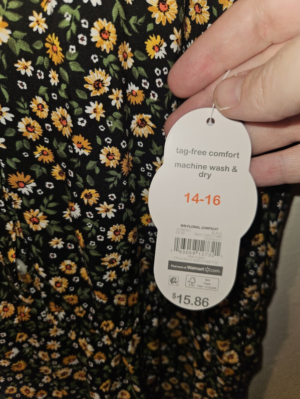 Wonder Nation Girls Floral Print Jumpsuit Size 14-16 - Picture 7 of 11